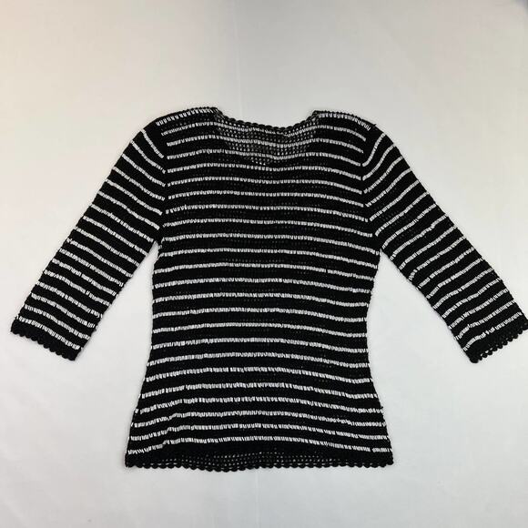 Cache Crochet & Beaded Top Black and White Women's size 12, vintage, embellished - Picture 4 of 6